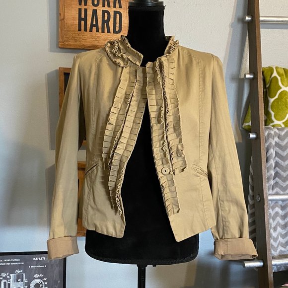 Anthropologie Jackets & Blazers - Little Blue Bird Anthropologie Flat Ruffle Jacket